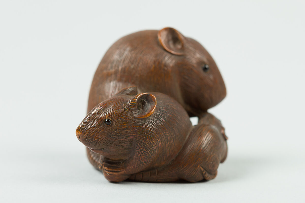 Netsuke of Three Mice, Wood, Japan