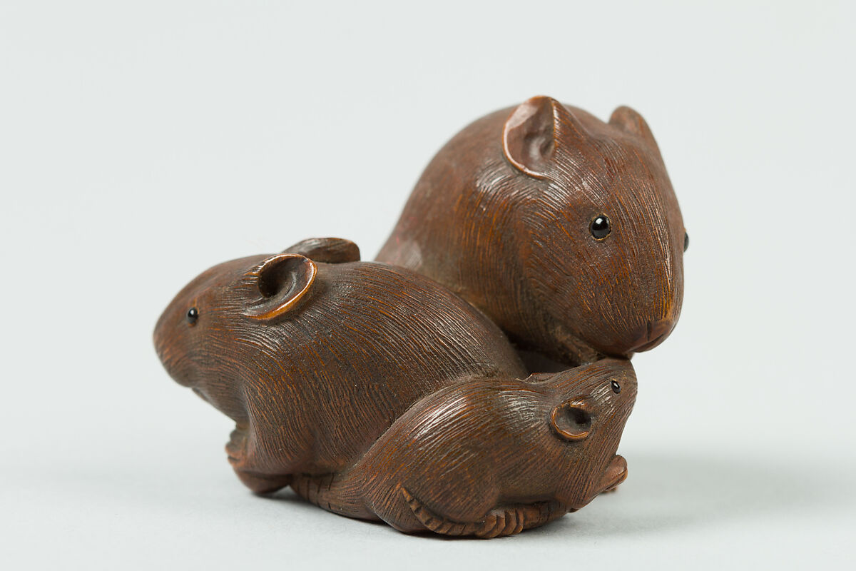 Netsuke of Three Mice, Wood, Japan