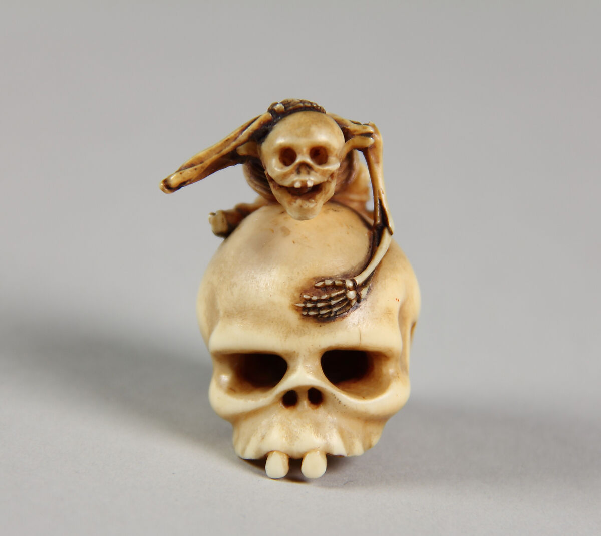 Skeleton Astride a Skull, Rantei (Japanese,), Ivory, Japan 