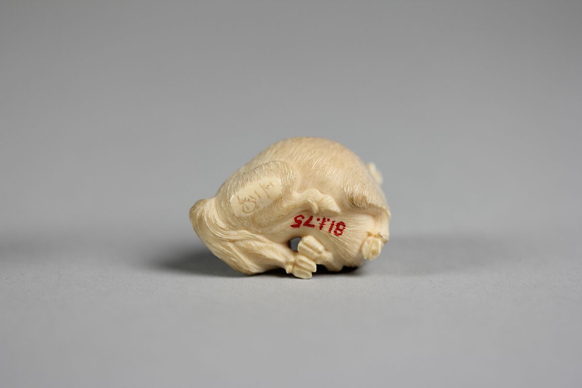 Goat, Ivory, glass eyes, Japan
