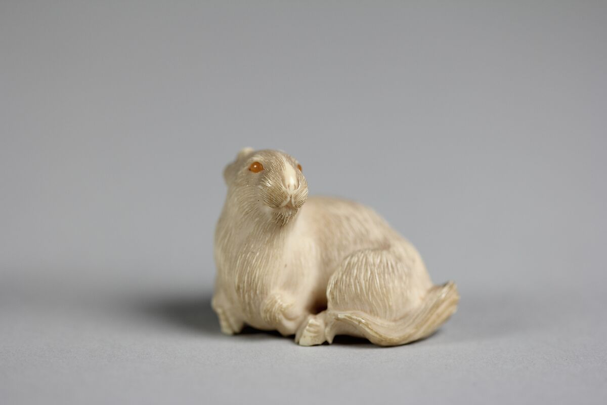 Goat, Ivory, glass eyes, Japan 