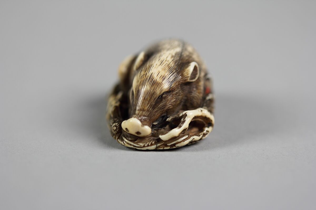 Boar, Tomotada (Japanese, active late 18th–early 19th century), Ivory, Japan