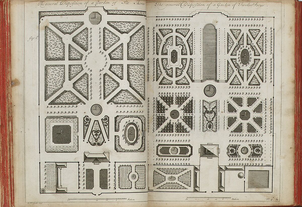 The Theory and Practice of Gardening : Wherein is Fully Handled all that Relates to Fine Gardens, Commonly called Pleasure-Gardens, as Parterres, Groves, Bowling-Greens &c. ...., Antoine Joseph Dézallier d&#39;Argenville (French, Paris 1680–1765 Paris), Illustrated book, London: printed by Geo. James, 1712 