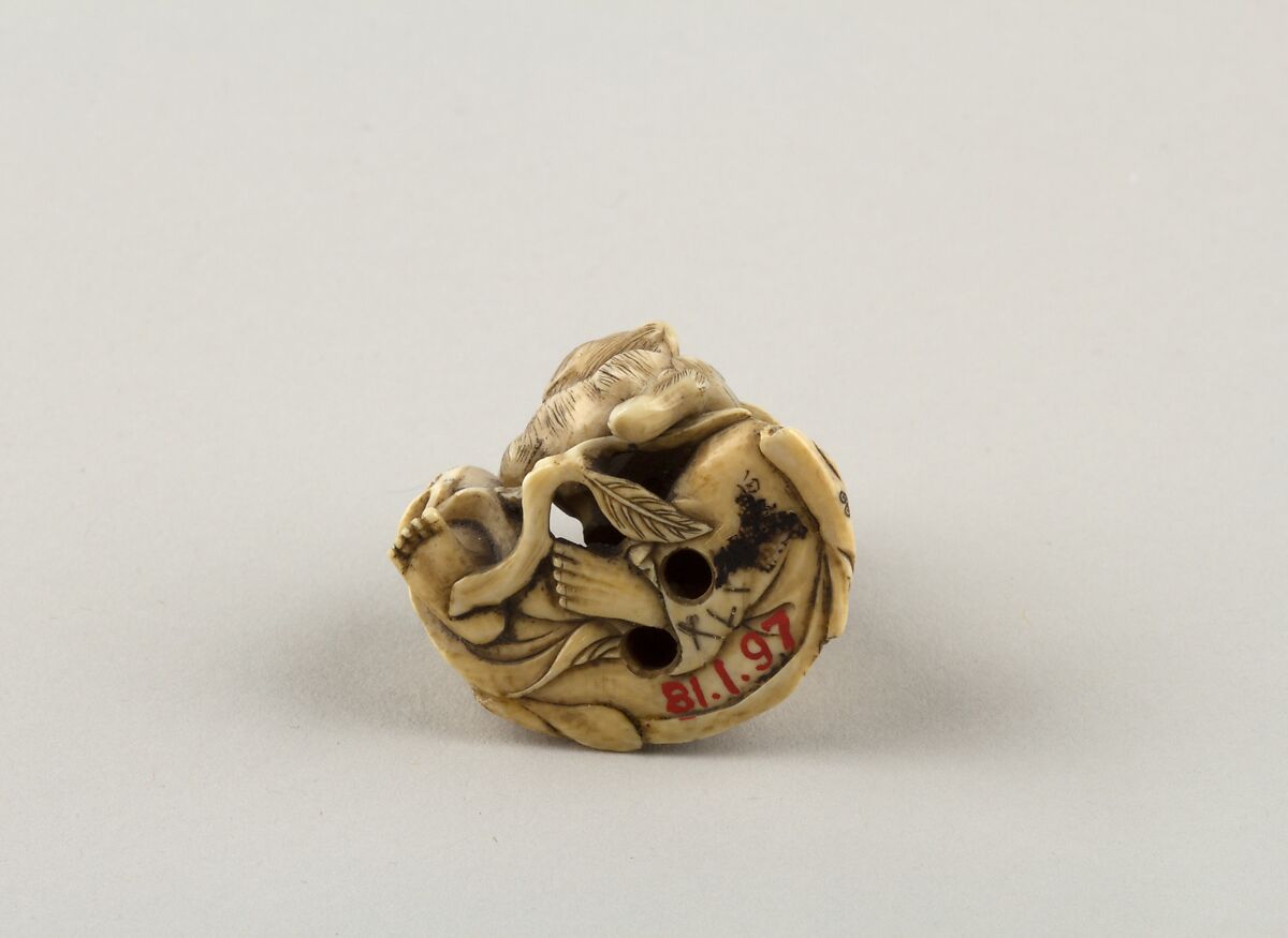 Seated figure of a Man with Dog, Ivory, Japan