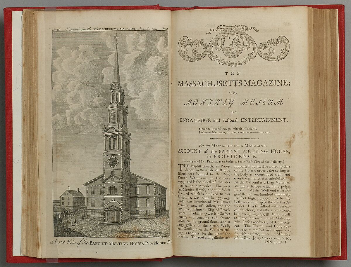 The Massachusetts Magazine, or, Monthly Museum of Knowledge and Rational Entertainment, Serial publication, illustrated 