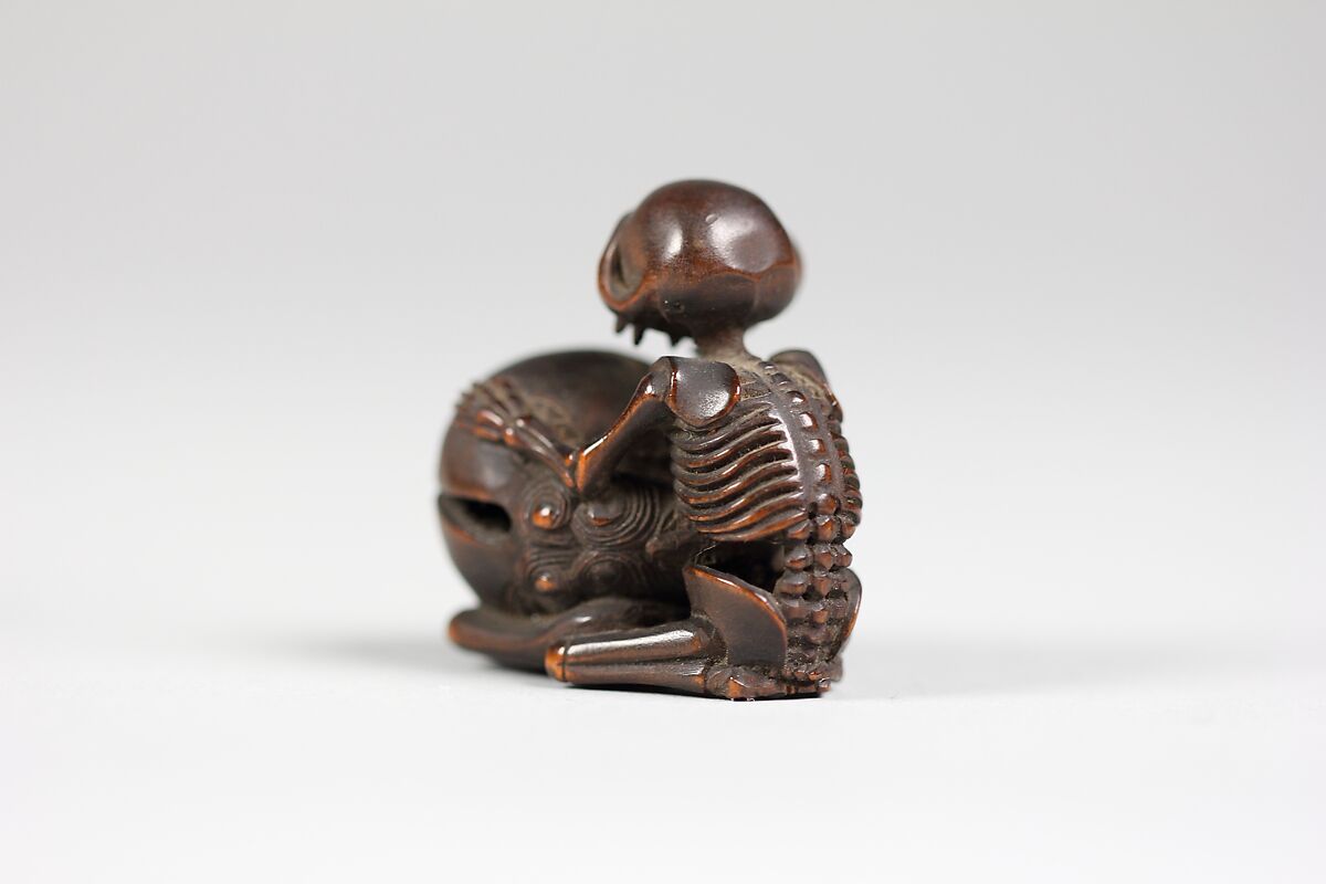 Skeleton beating a Drum, Wood, Japan