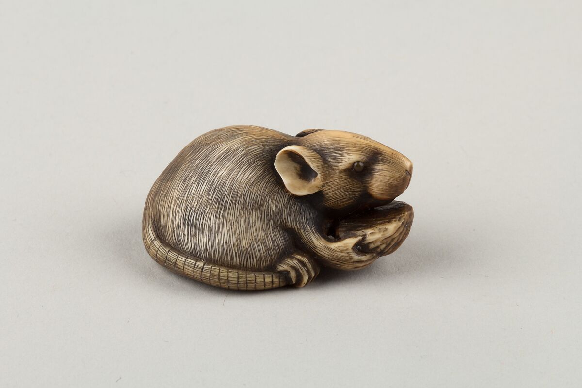 Mouse Eating a Pit, Ivory, Japan 