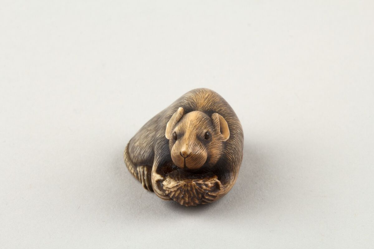 Mouse Eating a Pit, Ivory, Japan