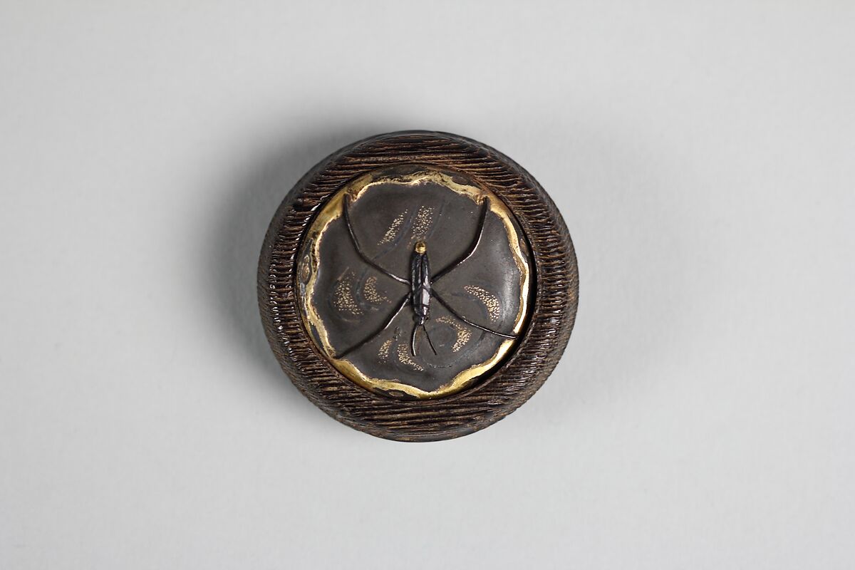 Netsuke with Decoration of Insect, Wood and metal (Monju type), Japan 