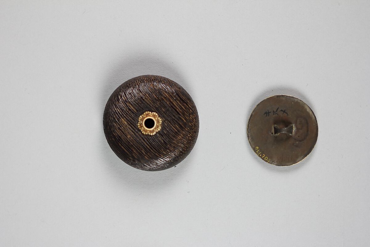 Netsuke with Decoration of Insect, Wood and metal (Monju type), Japan