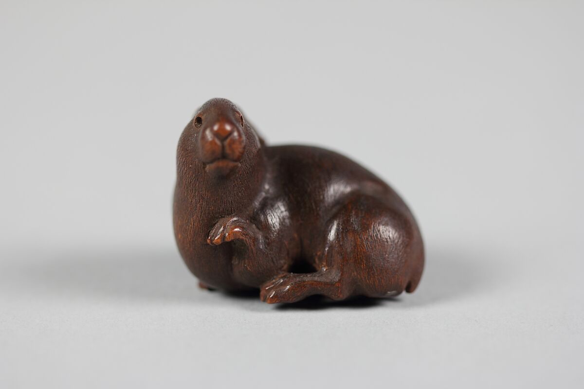 Netsuke of Rabbit, Wood, Japan 