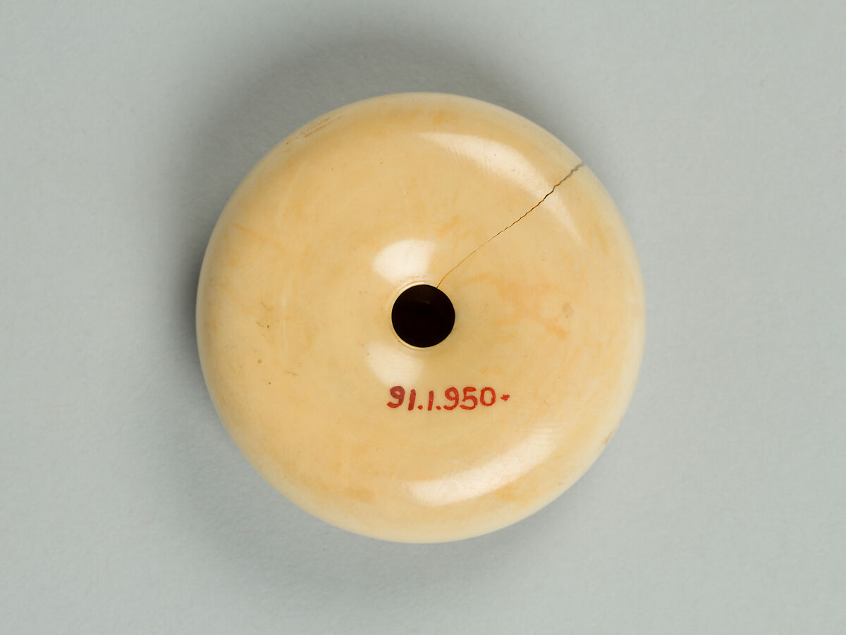 Netsuke with Head of a Chinese Sage, Ivory with metal disc, Japan