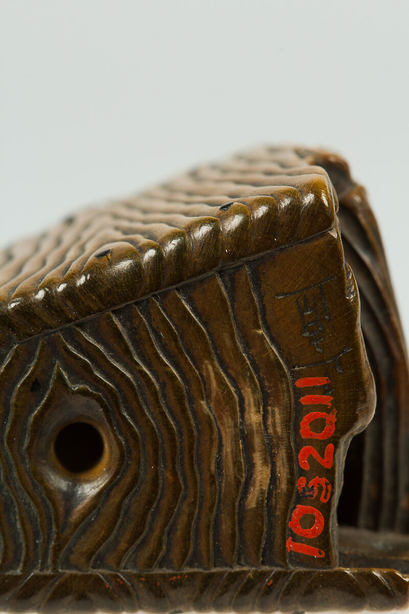 Netsuke of Frog on Old Well Bucket, Wood, Japan