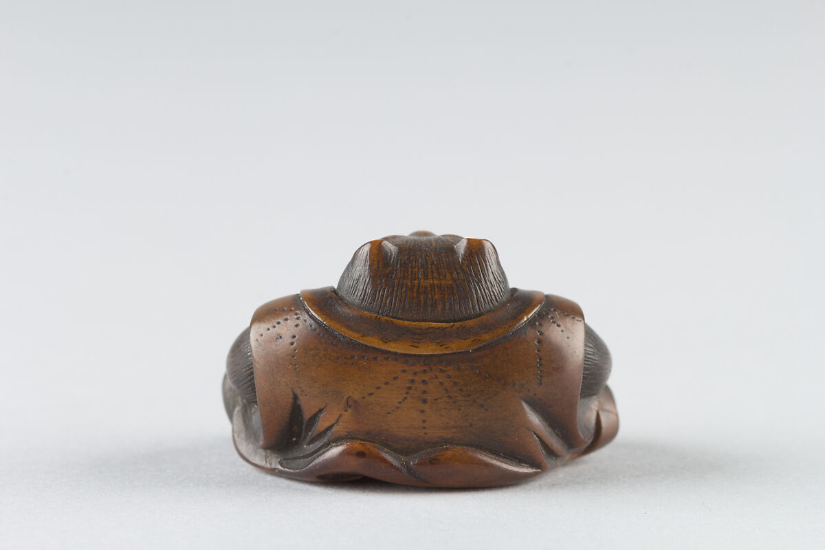 Netsuke: Tanuki no Hara Tsutsumi, Wood, Japan