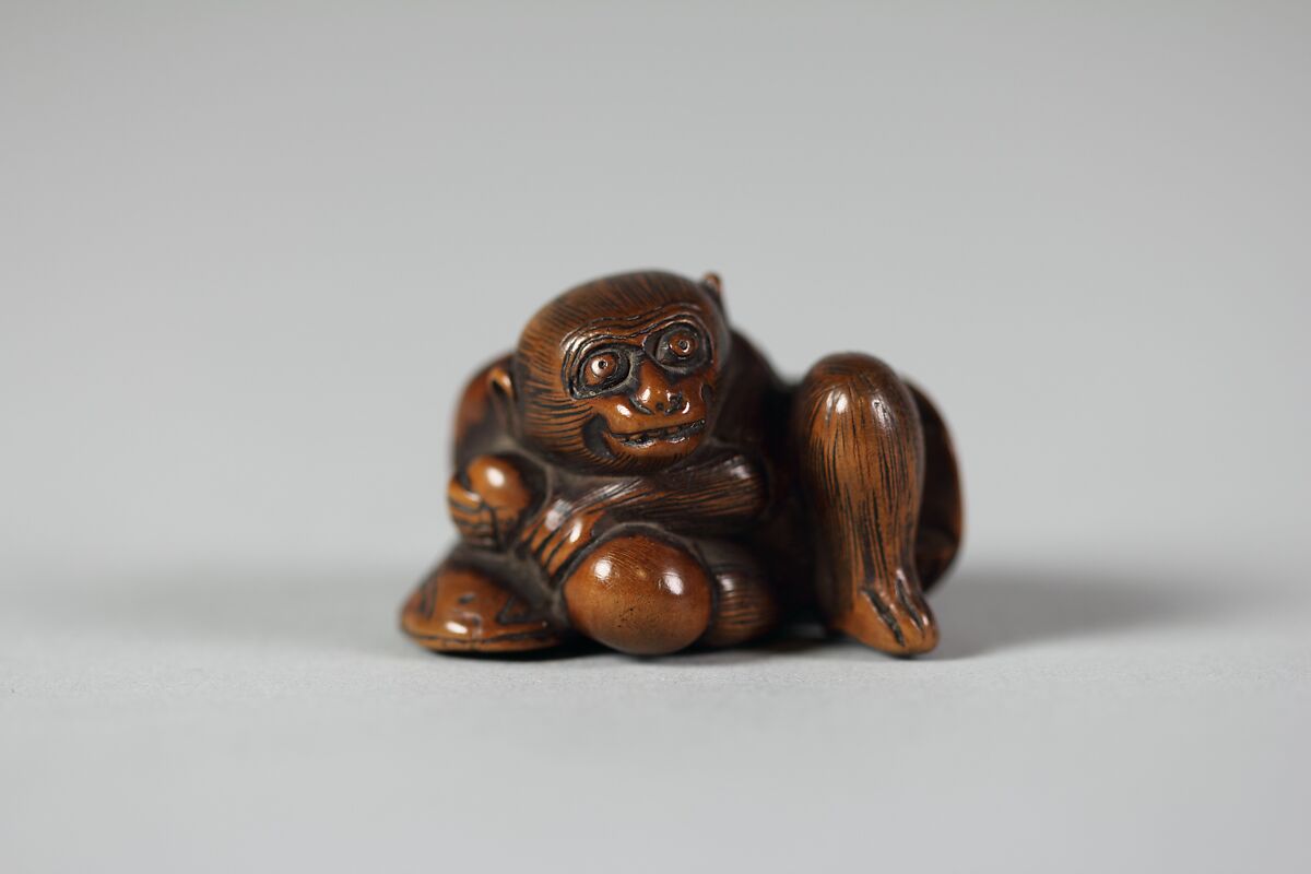 Netsuke of Monkey, Wood, Japan 