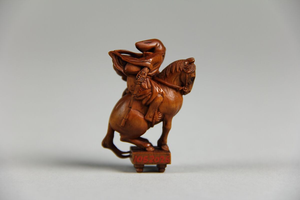 Netsuke of Equestrian Figure, Wood, Japan