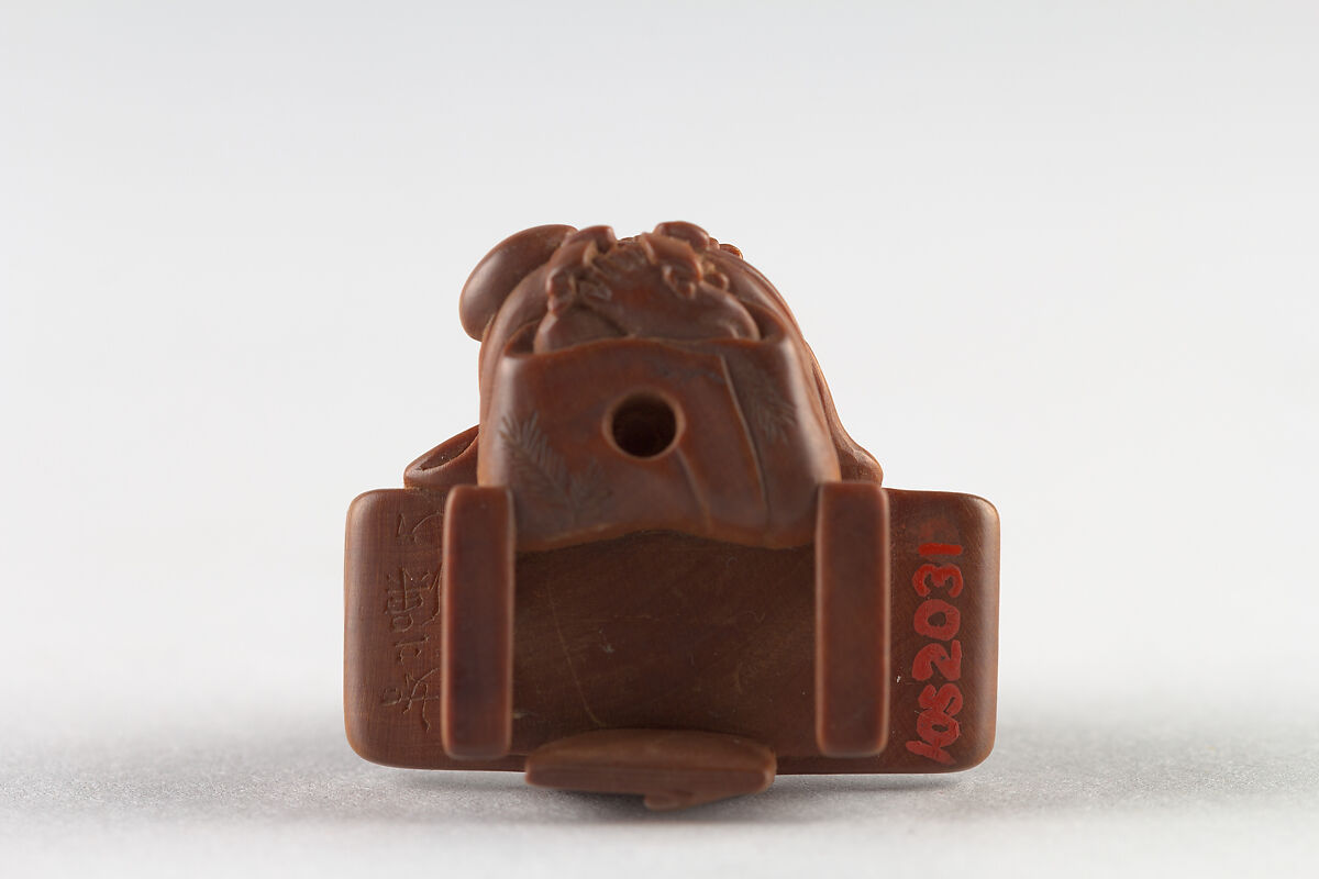 Netsuke of Boy Writing, Wood, Japan