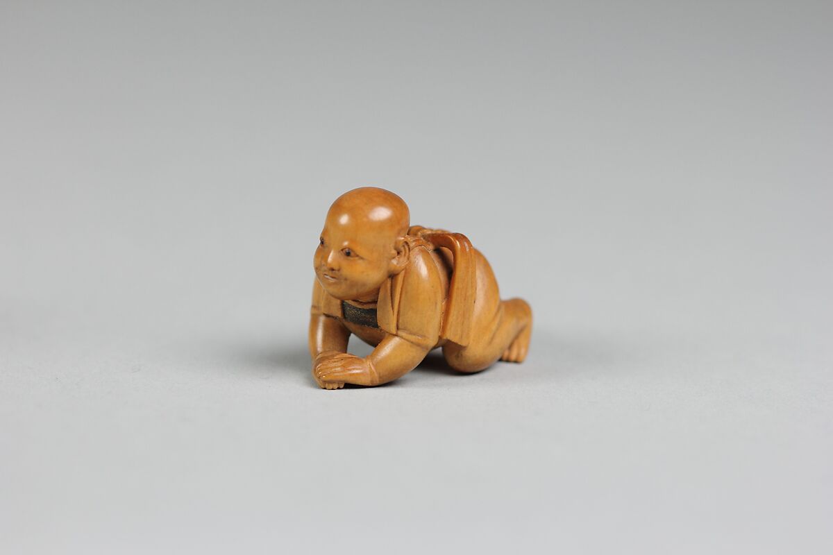 Netsuke of Crawling Child, Wood, Japan 