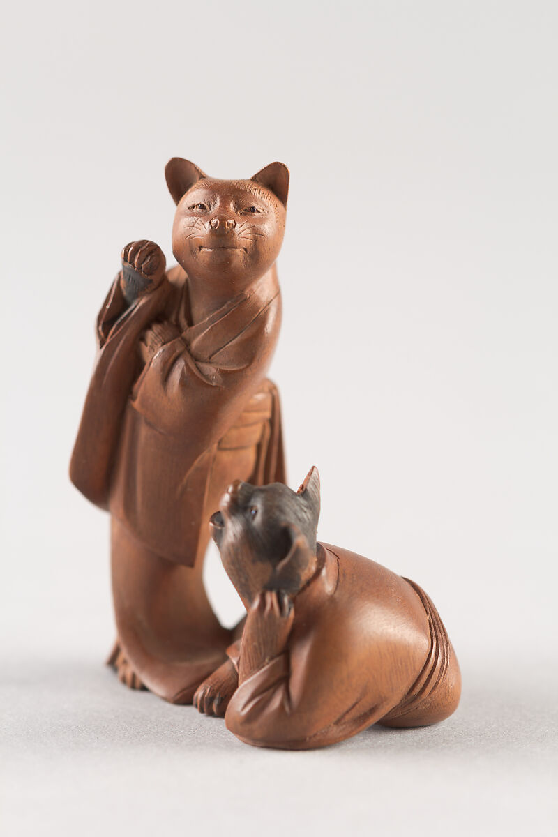 Netsuke of Two Cats, Wood, Japan