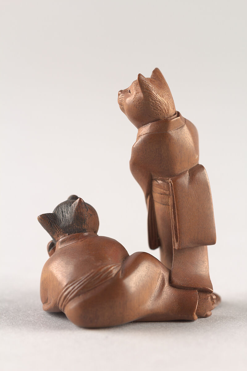 Netsuke of Two Cats, Wood, Japan