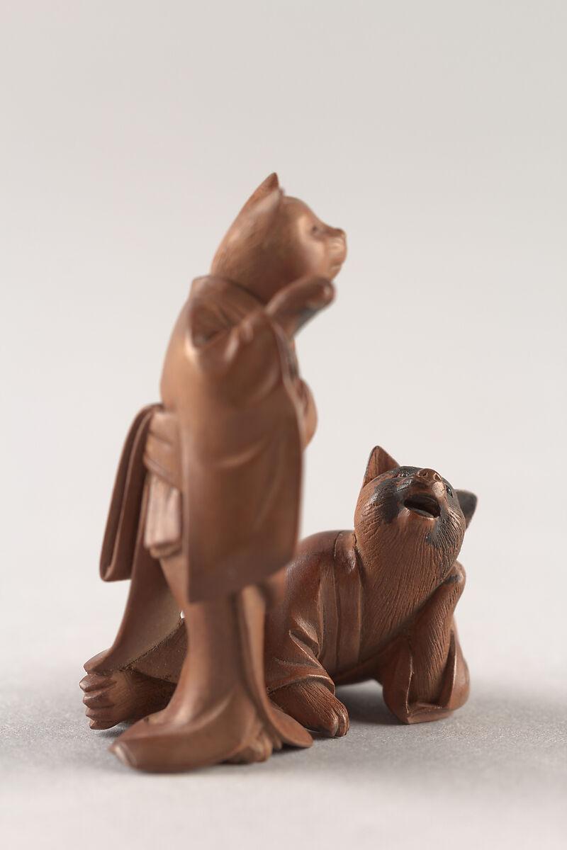 Netsuke of Two Cats, Wood, Japan