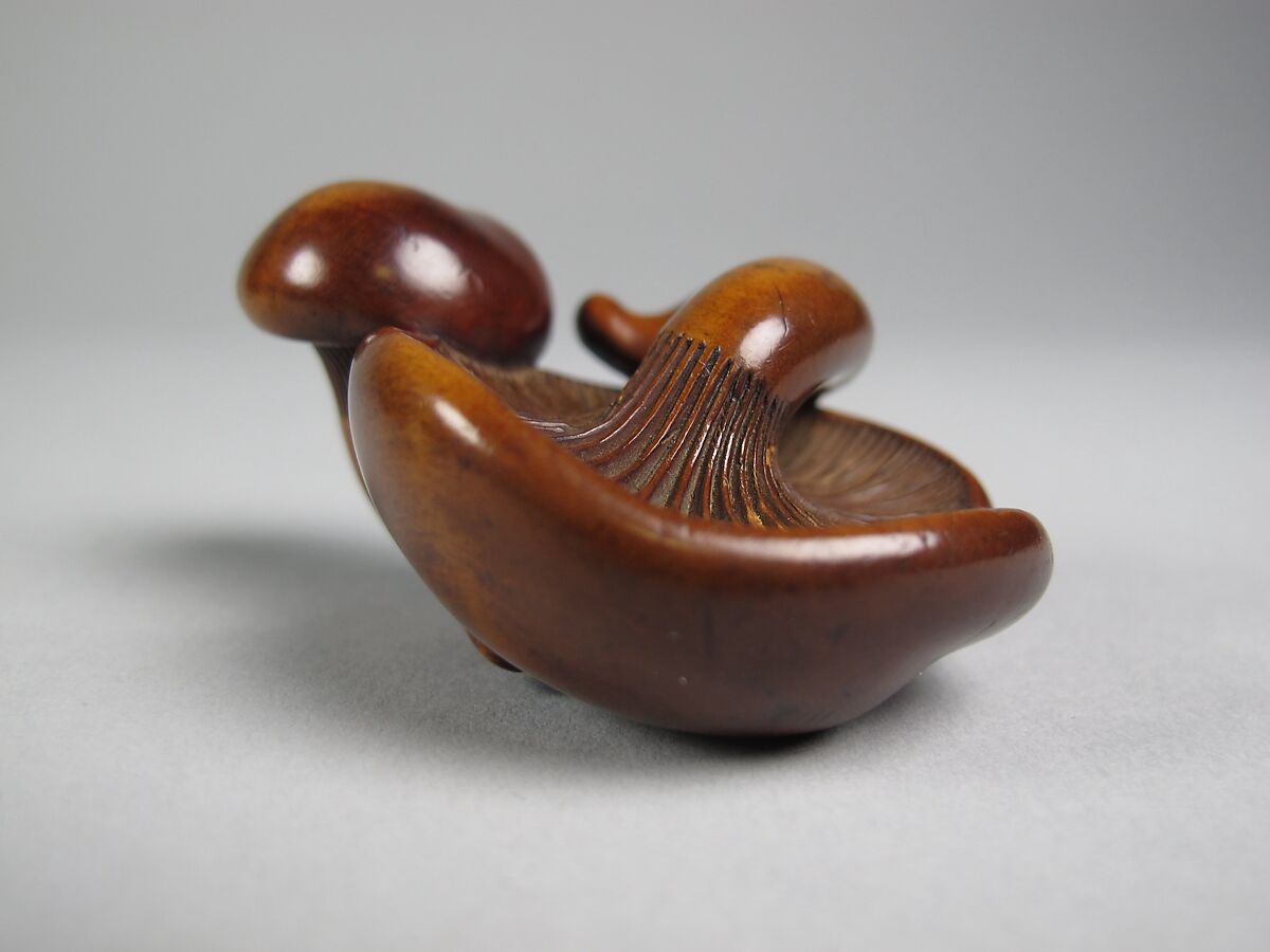 Netsuke of Mushrooms, Wood, Japan 