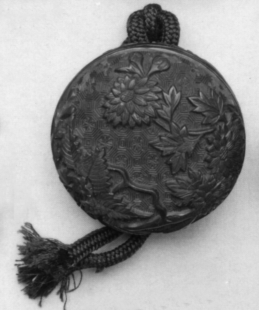 Netsuke with Chrysanthemum Design, Wood, Japan