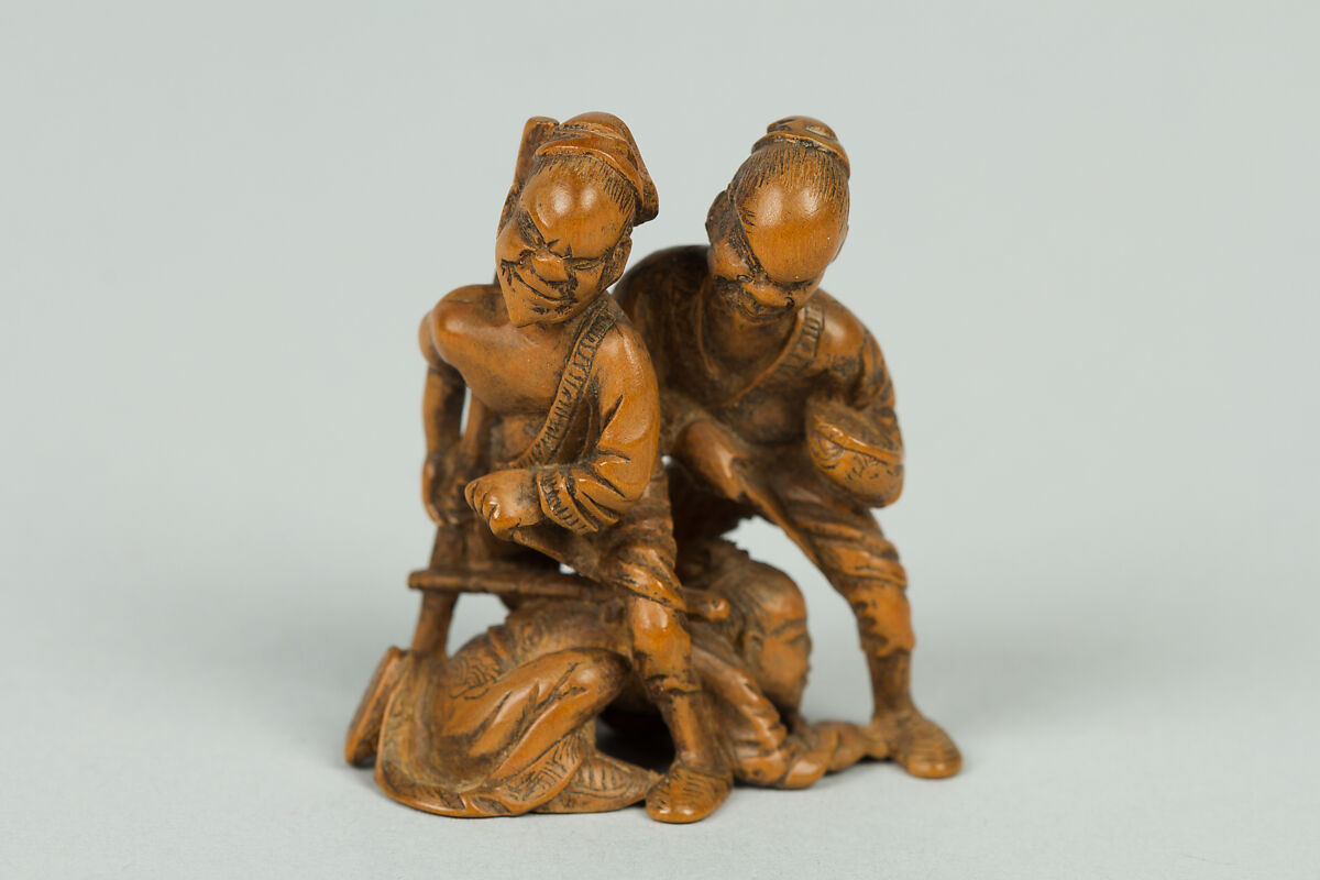 Netsuke of Group of Figures, Wood, Japan 