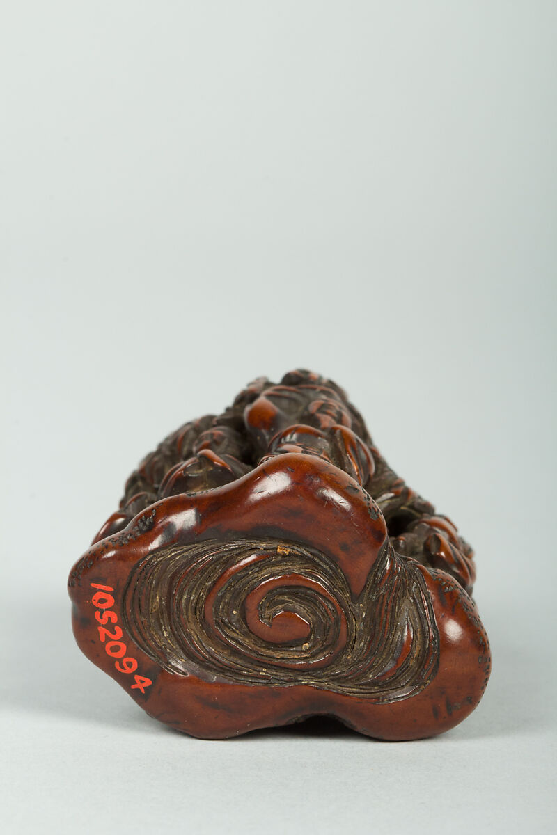 Netsuke of Figures Under a Bamboo Tree, Wood, Japan