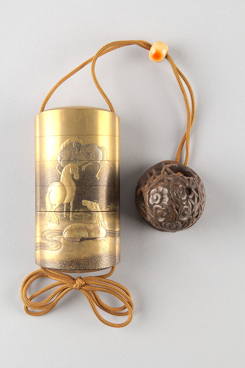 Netsuke of man in a bamboo grove, Carved wood, Japan