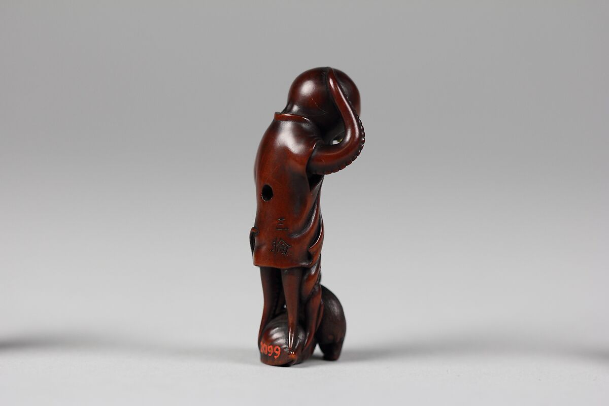 Netsuke of Octopus and Monkey, Wood, Japan