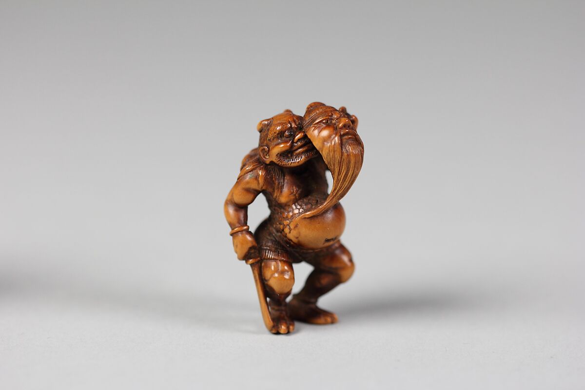 Netsuke of Demon with a Mask, Wood, Japan 