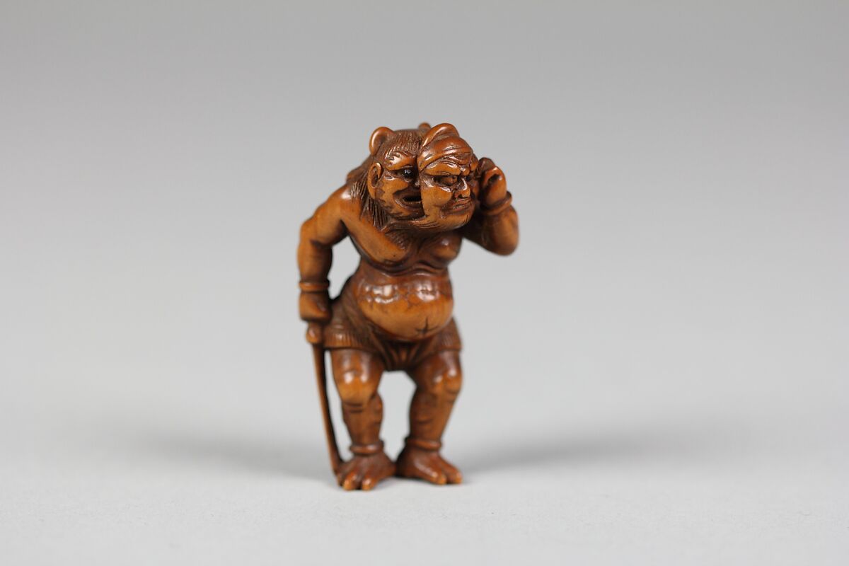 Netsuke of Demon with a Mask, Wood, Japan 