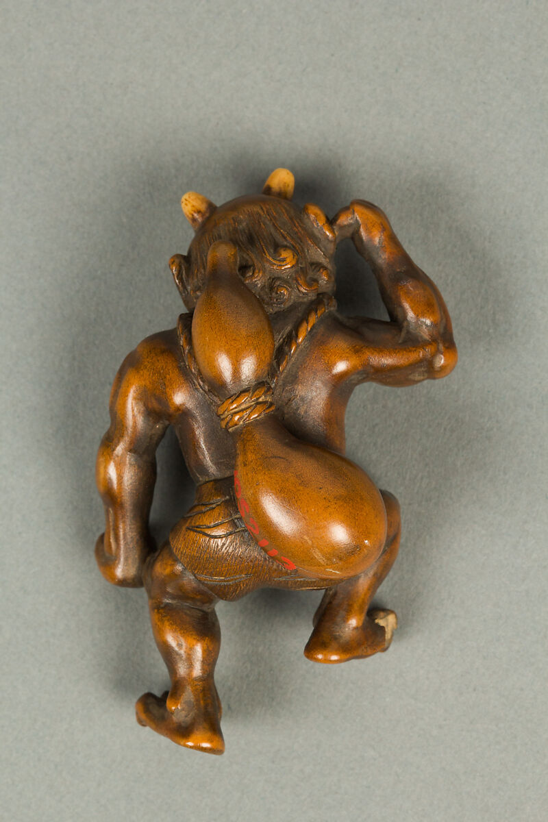 Netsuke of Demon Carrying a Gourd on His Back, Wood, Japan