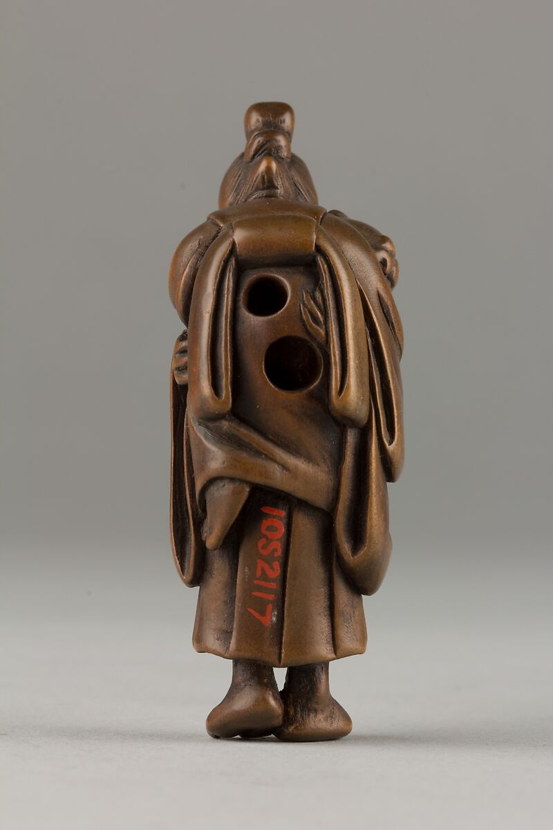 Netsuke of Demon Carrying a Woman on His Shoulders, Wood, Japan