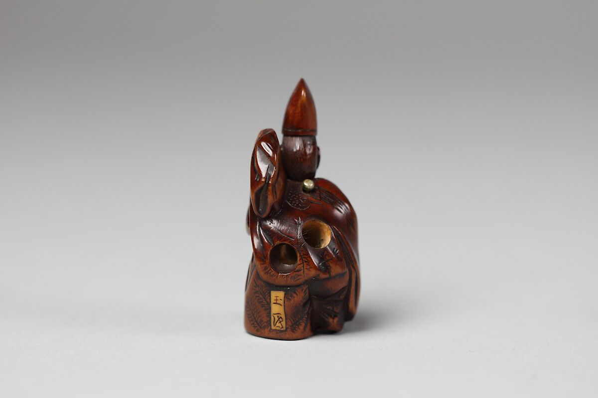 Netsuke of Okina Noh Dance, Wood, ivory, Japan