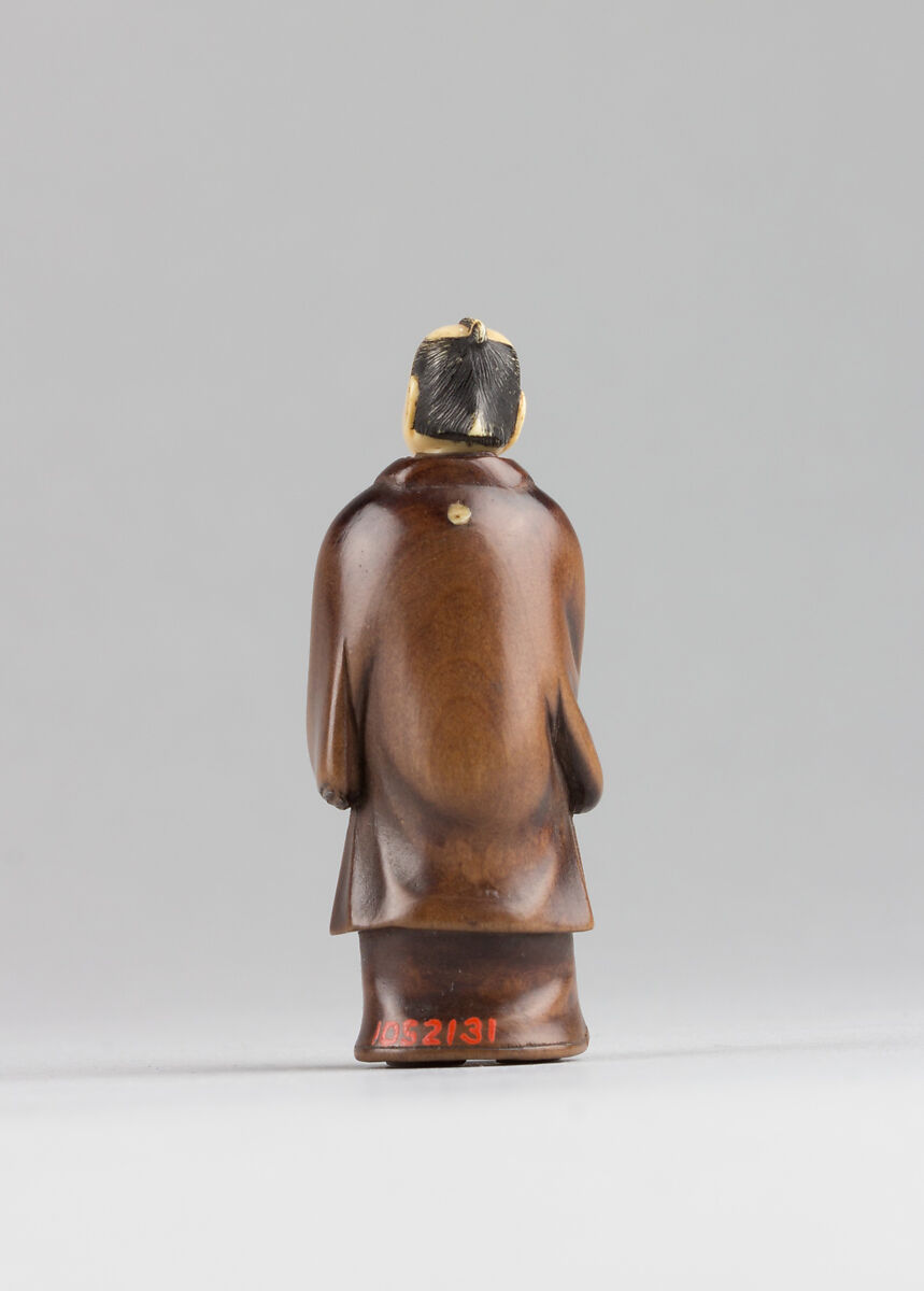 Netsuke of Figure with an Ivory Head, Wood, ivory, Japan