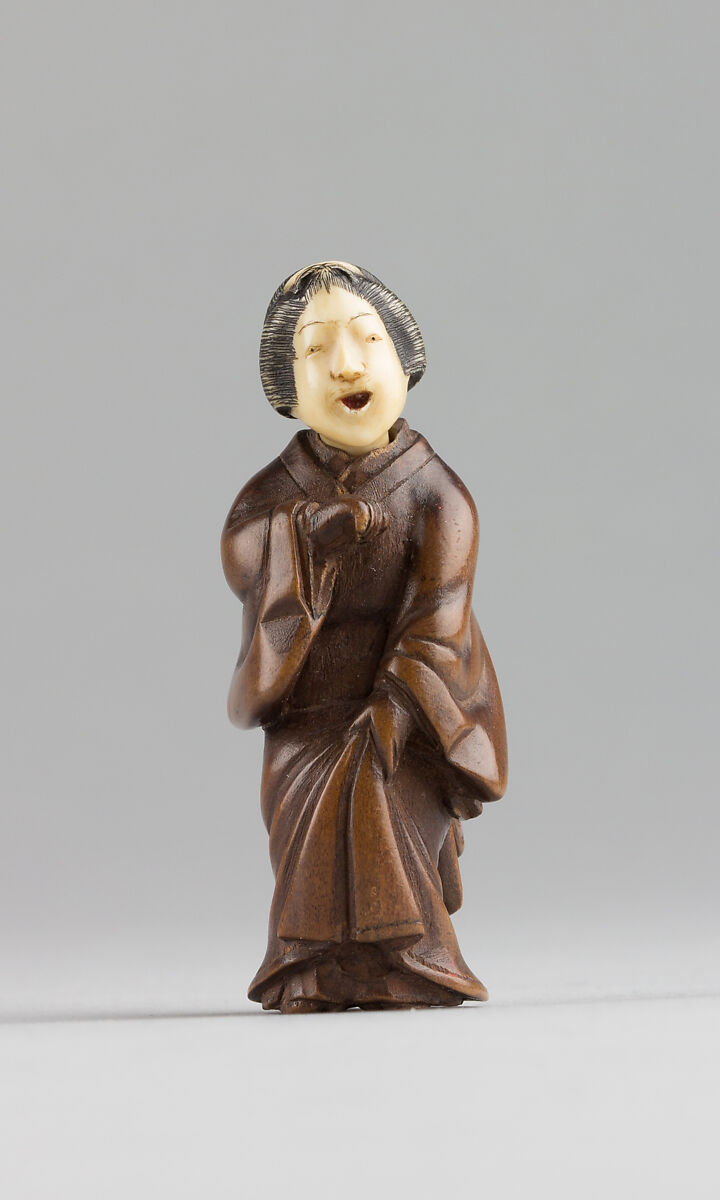 Netsuke of Female Figure, Wood, ivory, Japan 