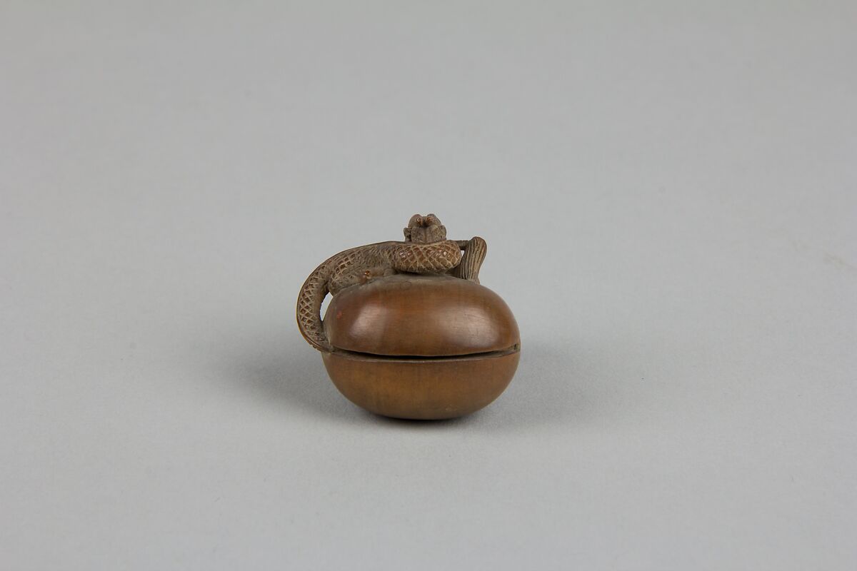 Netsuke of Dragon in a Nut, Wood, Japan