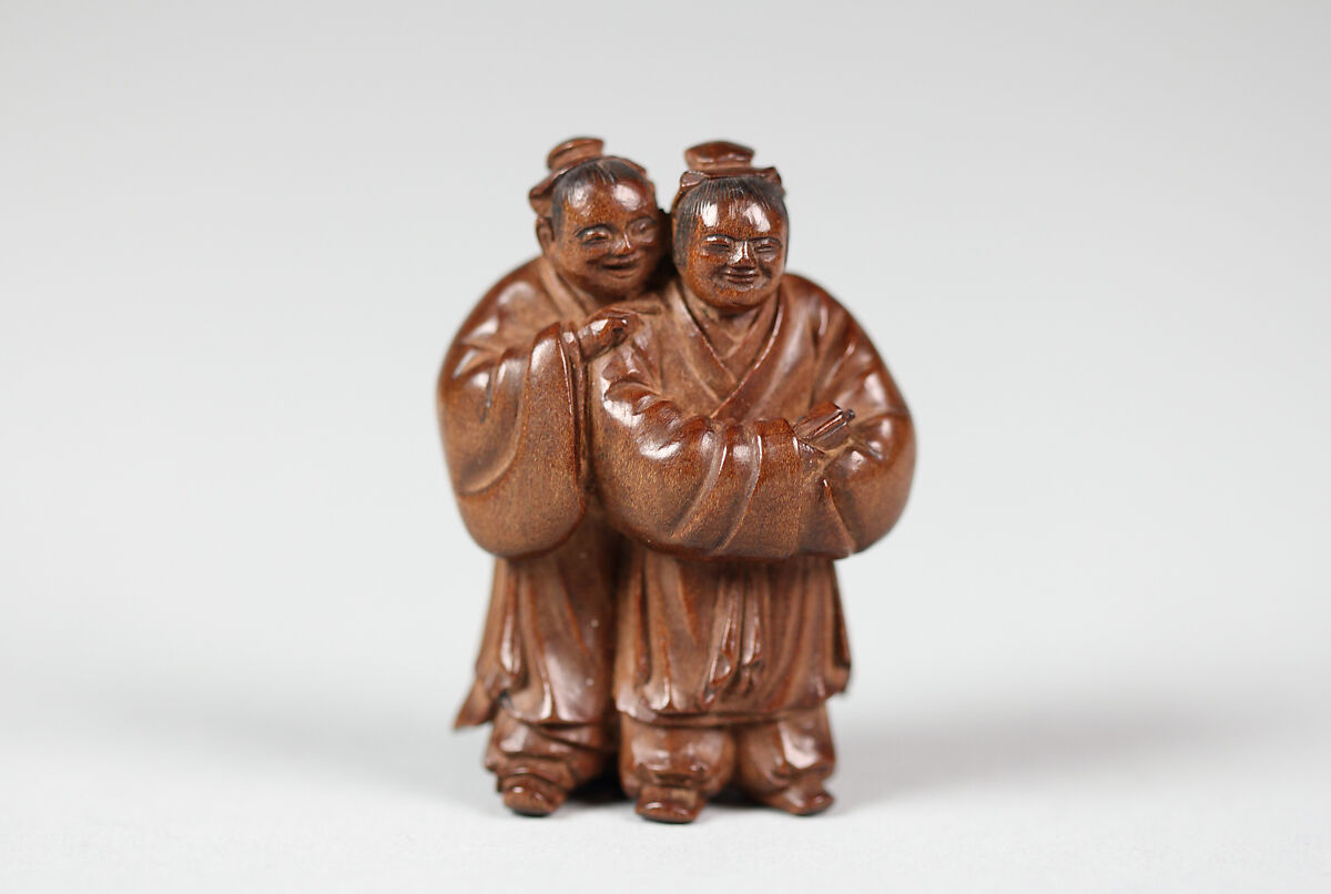 Netsuke of Two Figures, Wood, Japan 