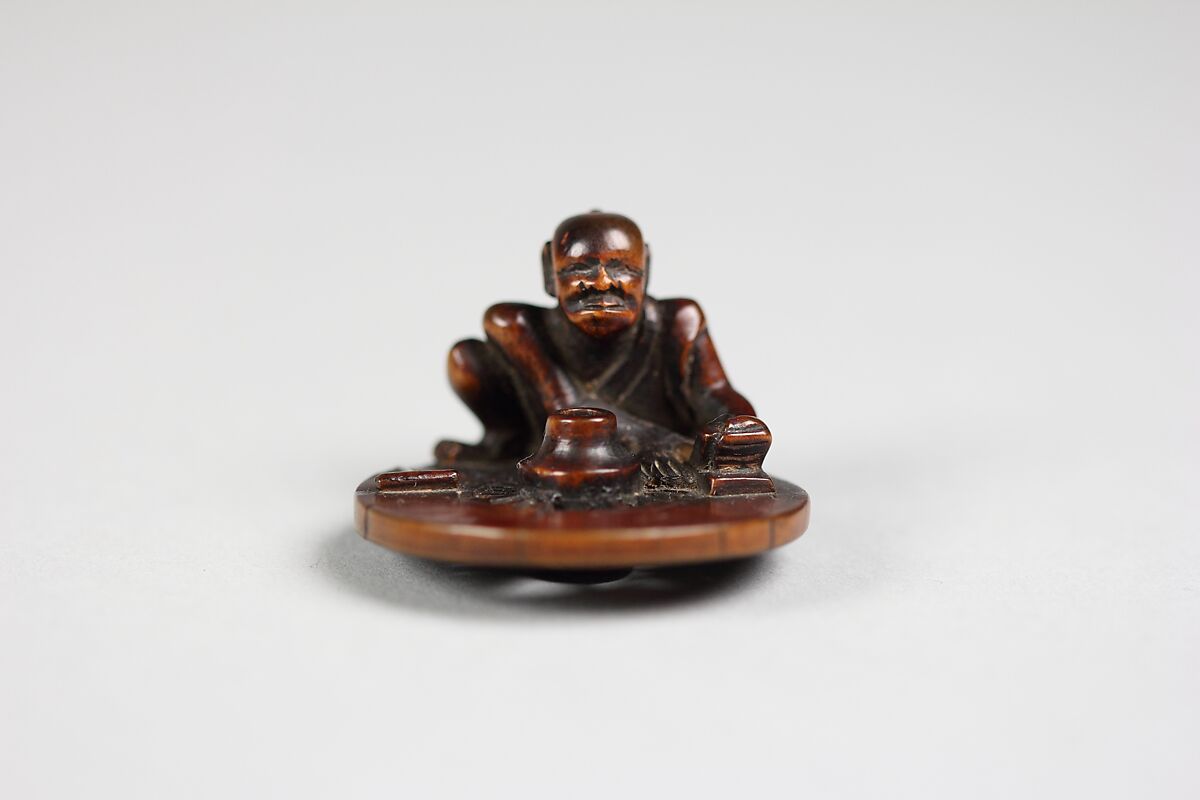 Netsuke of a Wheel Maker, Wood, Japan 