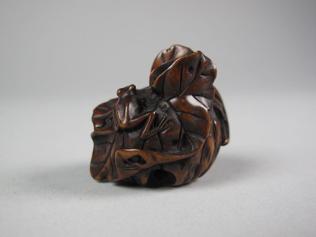 Netsuke of Frog on Squash, Wood, Japan