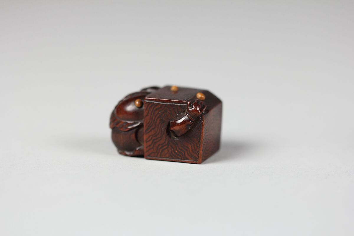 Netsuke of Demon with His Head in a Box, Wood, Japan