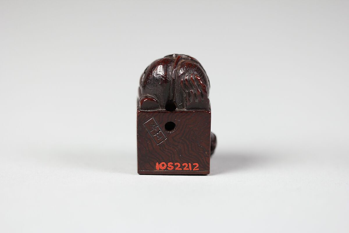 Netsuke of Demon with His Head in a Box, Wood, Japan 