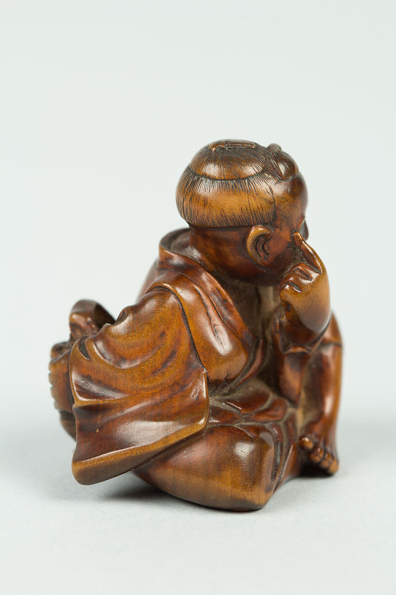 Netsuke of Boy with a Mask, Wood, Japan