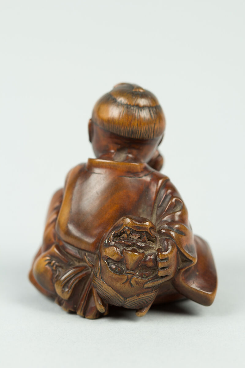 Netsuke of Boy with a Mask, Wood, Japan