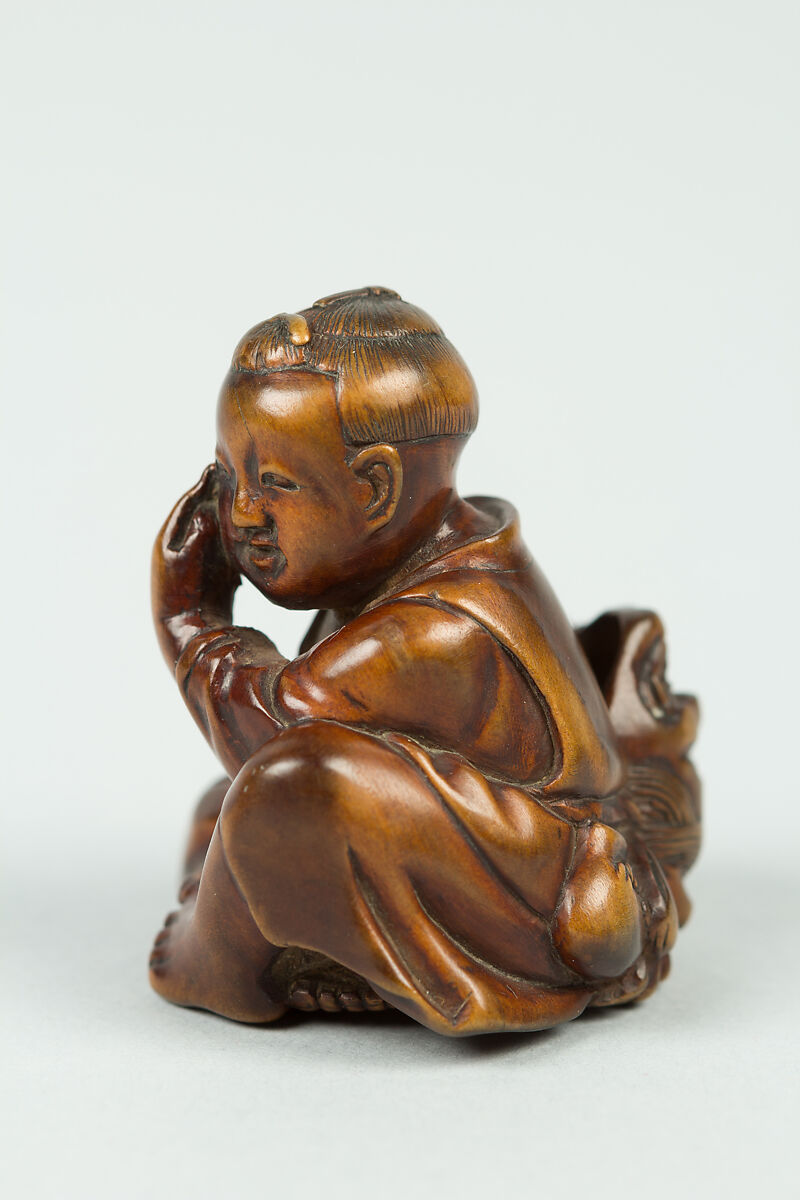 Netsuke of Boy with a Mask, Wood, Japan