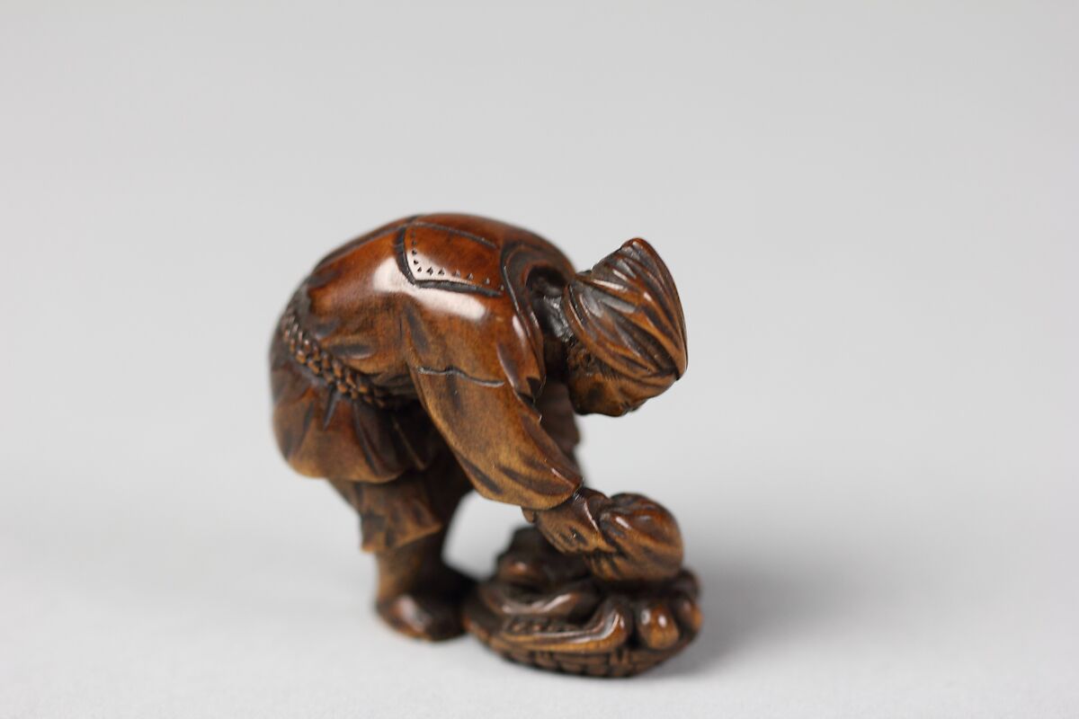 Netsuke of Snake Catcher, Wood, Japan