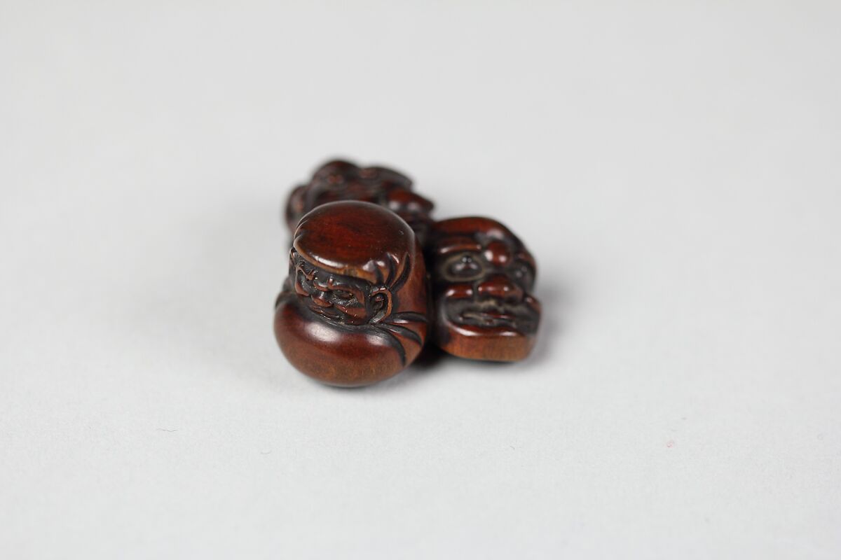 Netsuke of Three Masks, Wood, Japan