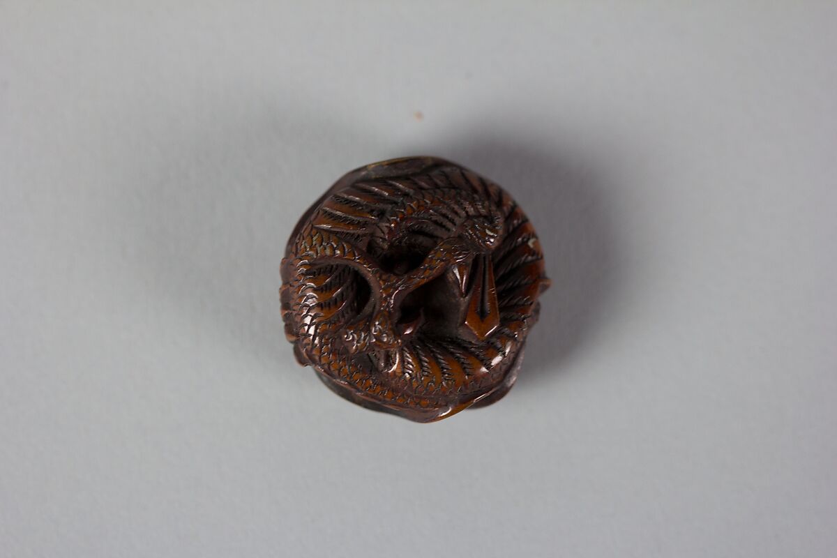 Netsuke of Coiled Dragon, Wood, Japan 